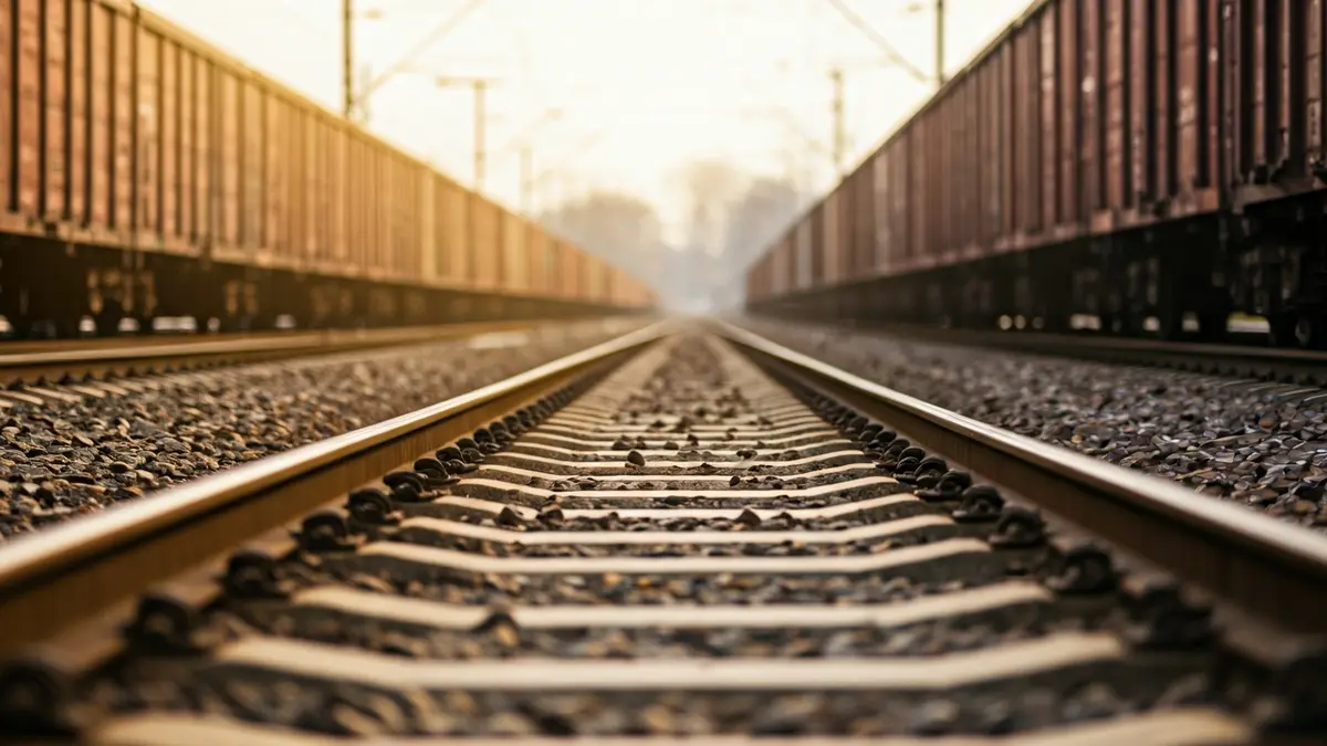 Generic image of a railway track with a freight train in the background.