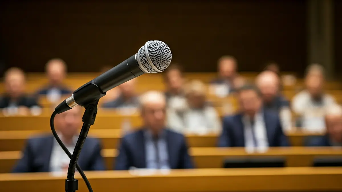 Imagen genérica de un micrófono en un atril, simbolizando un debate político o una intervención pública.
