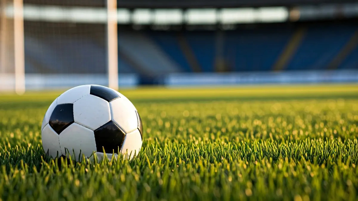 Generic image of a soccer ball on a stadium pitch.