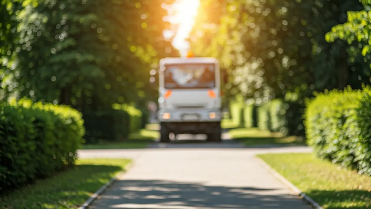 Generic image of a well-maintained urban park with a cleaning vehicle.