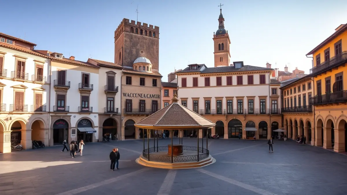 Imagen de la Plaza de la Constitución de Galapagar durante un evento musical.