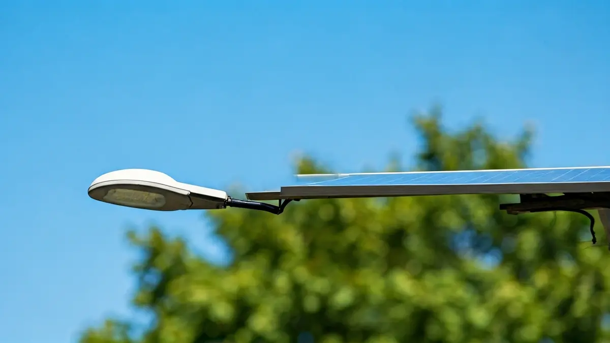 Generic image of a modern solar street light with a photovoltaic panel.