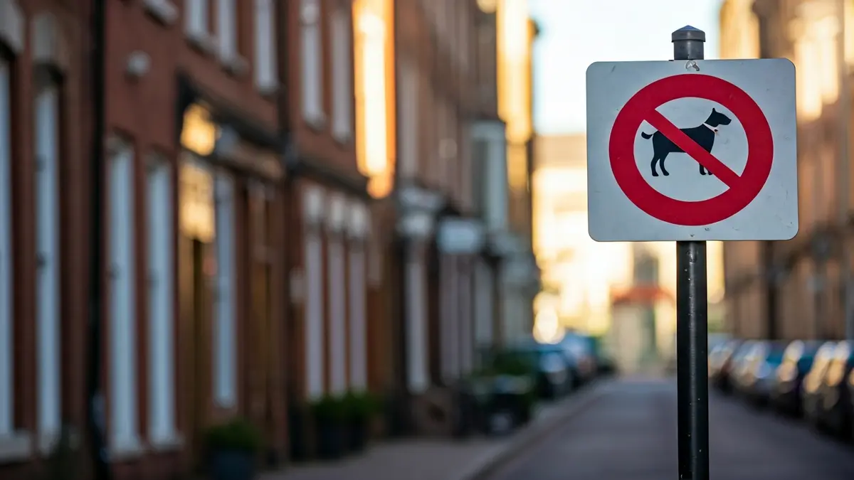 Señal de prohibido el paso de perros en una calle de Galapagar.