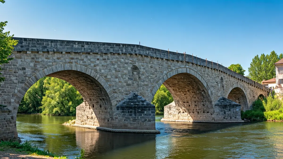 Image of La Navata Bridge in Galapagar during its renovation.