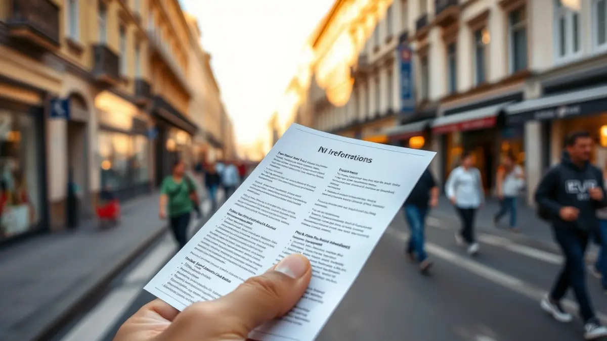 Imagen genérica de una mano sosteniendo un folleto informativo en la calle.