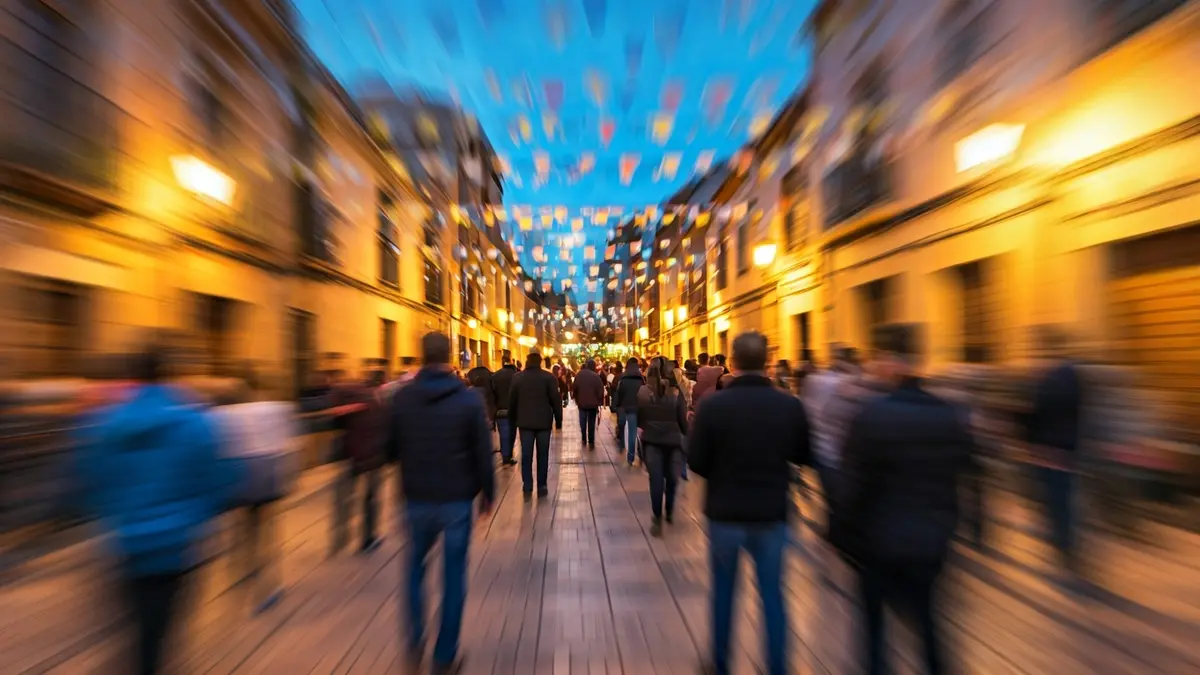 Imagen genérica de una calle festiva con gente celebrando.