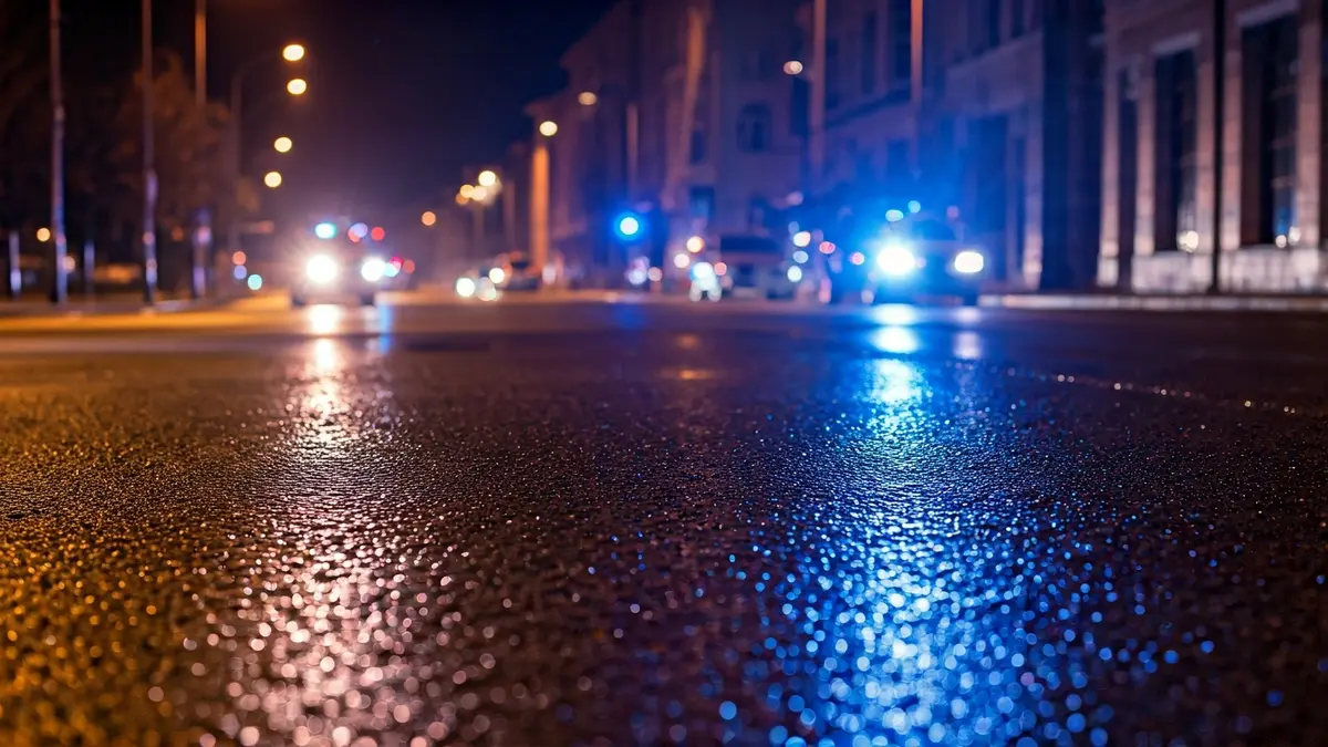 Imagen genérica de luces de emergencia reflejadas en el asfalto.
