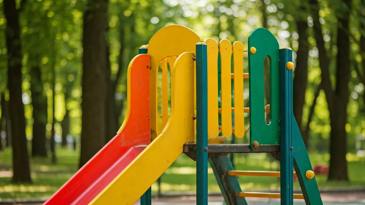 Imagen genérica de un parque infantil con juegos de colores.