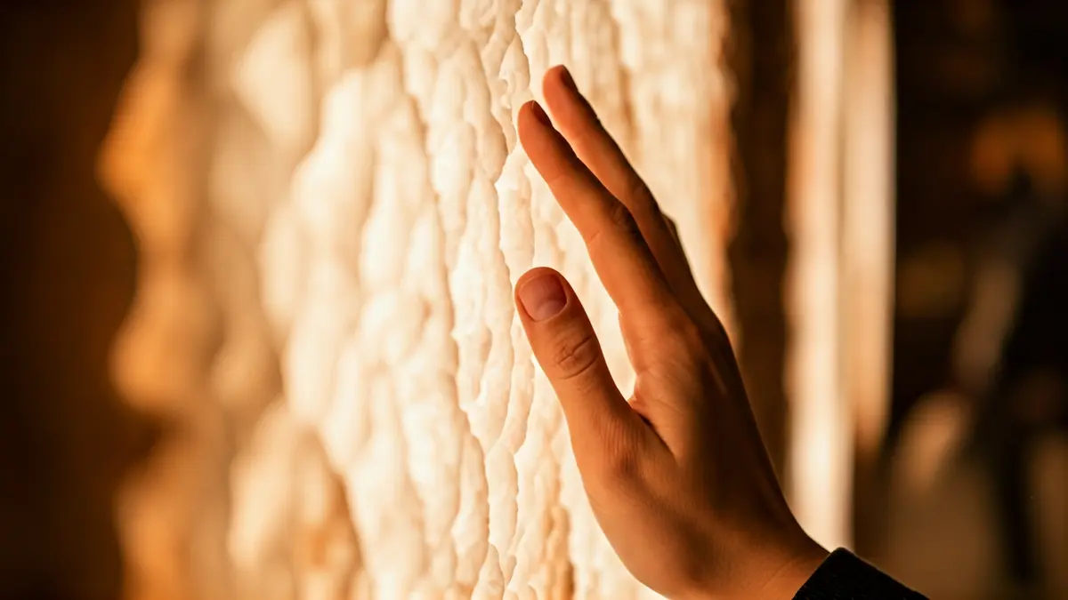 Imagen genérica de una pared cubierta de cristales de sal, evocando un ambiente de bienestar y relajación.