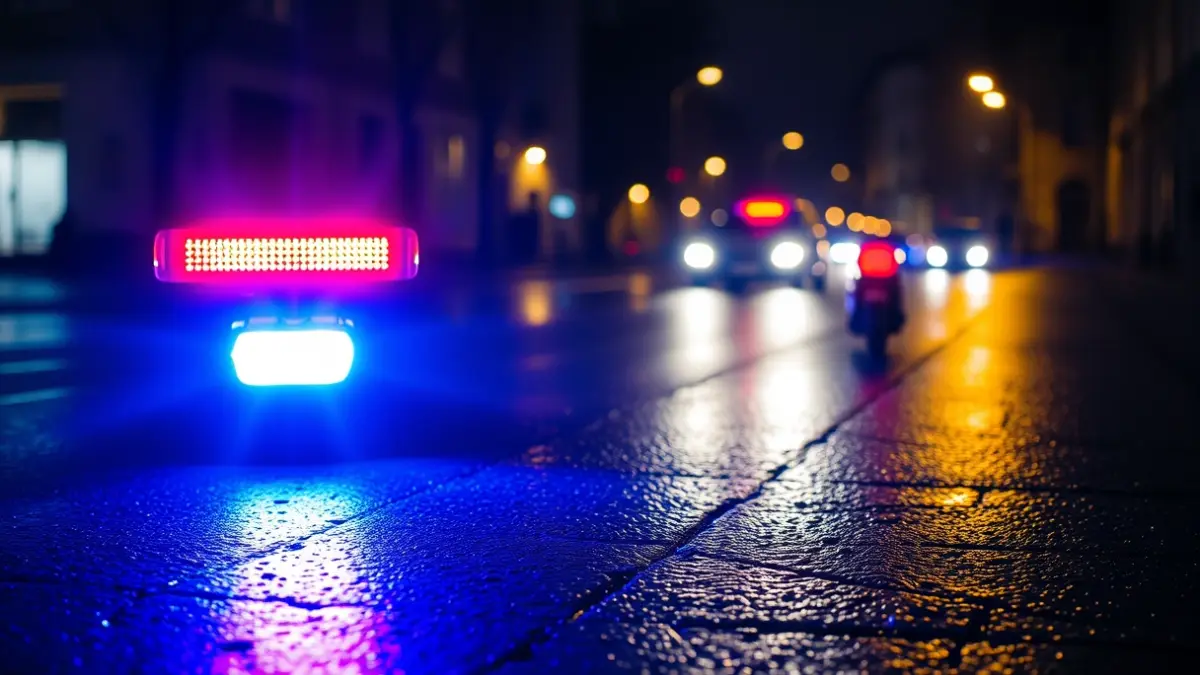 Generic image of emergency lights at night.