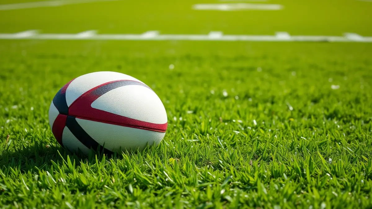 Generic image of a rugby ball on grass.