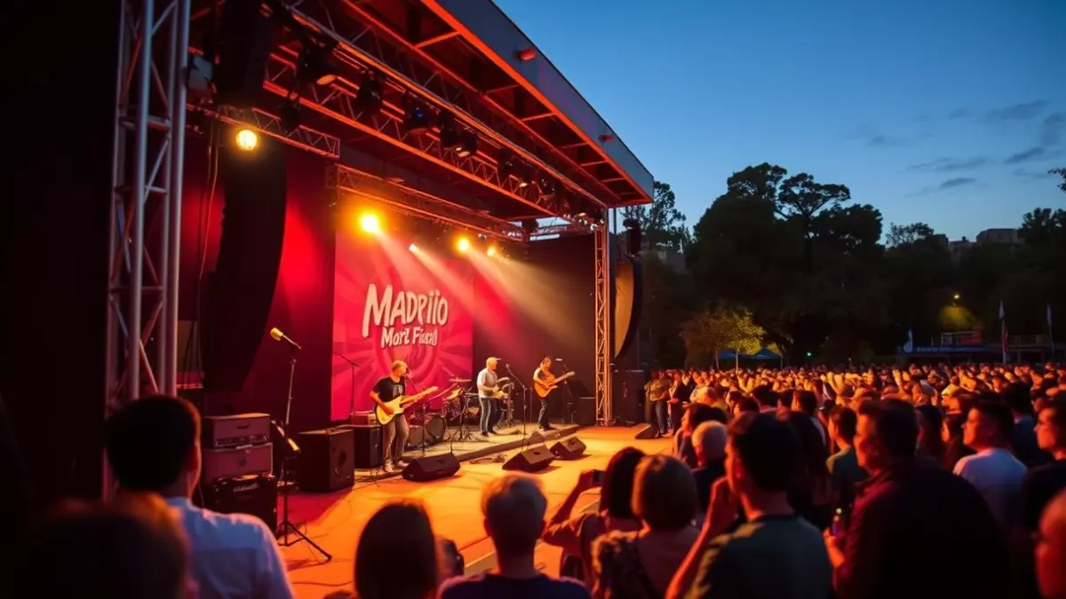 Imagen genérica de un escenario musical al aire libre durante un festival.
