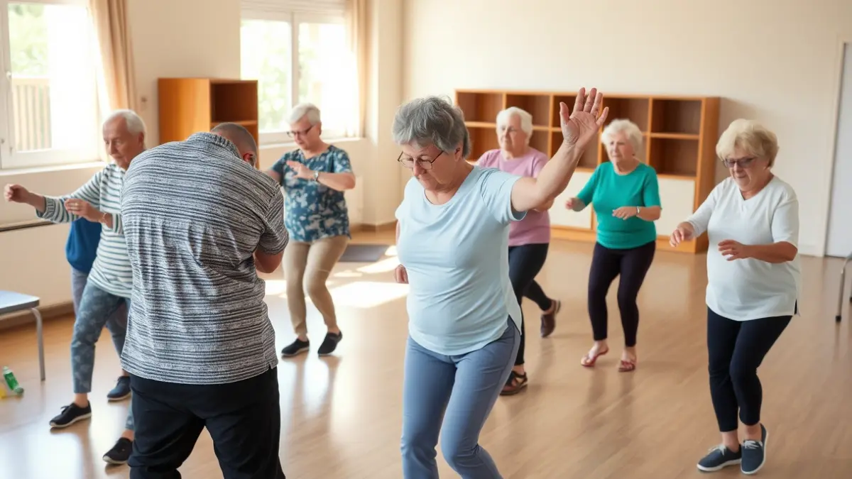 Generic image of elderly people performing frailty prevention exercises.
