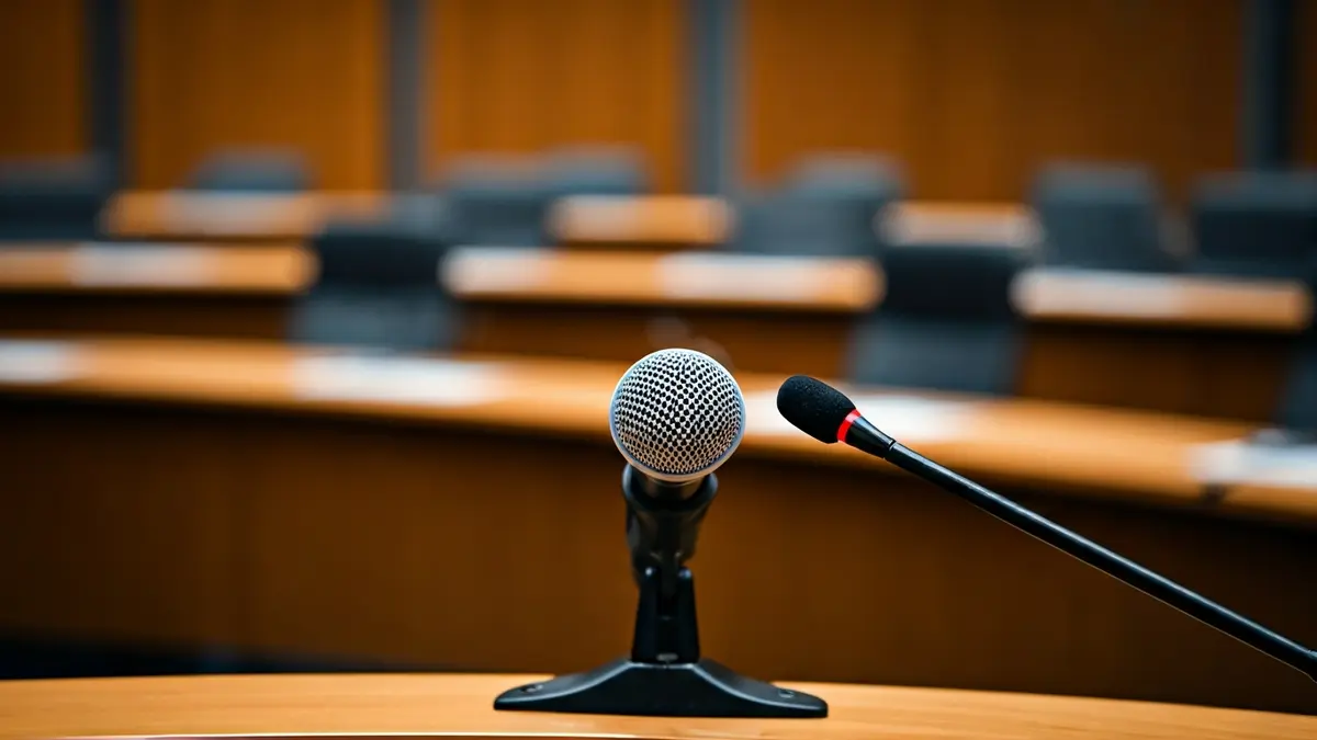 Imagen genérica de un micrófono en un podio, simbolizando una convocatoria o declaración pública.