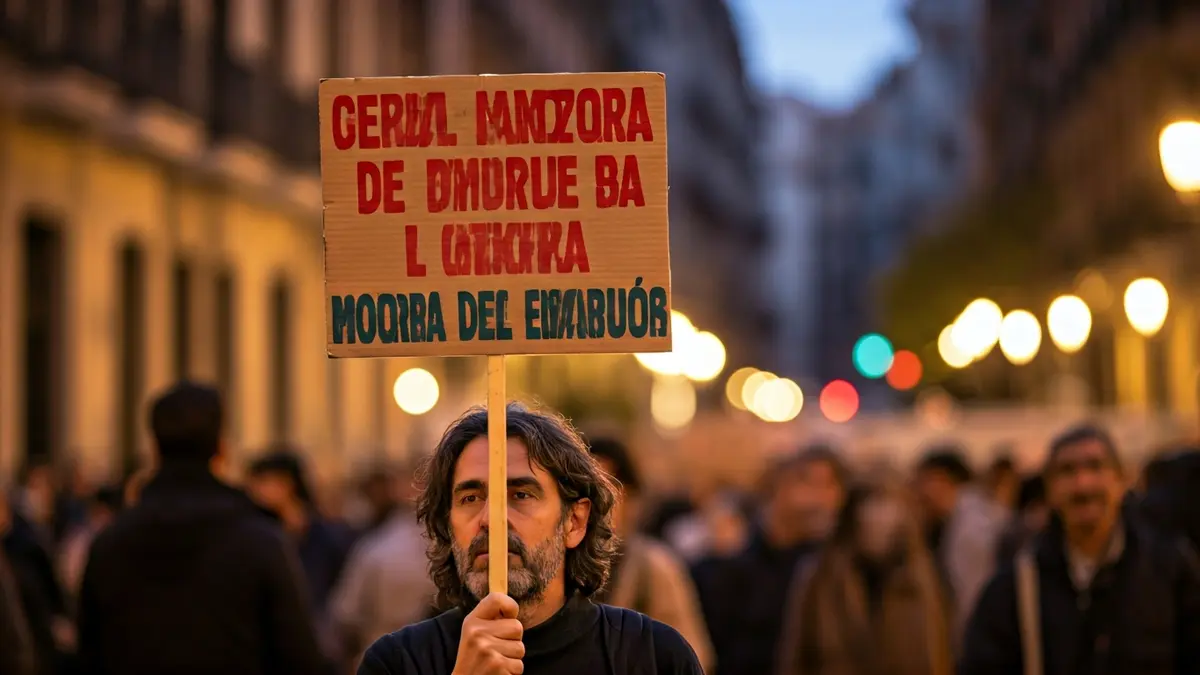 Generic image of a protest banner at a demonstration.