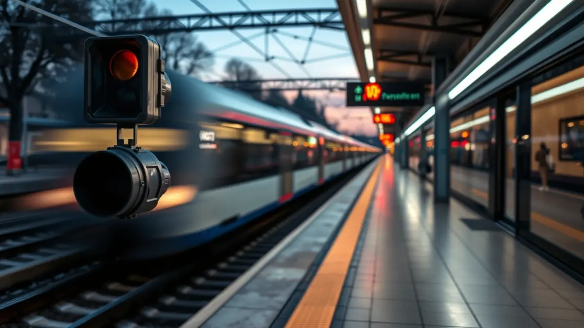 Imagen genérica de una estación de tren moderna con señalización actualizada.