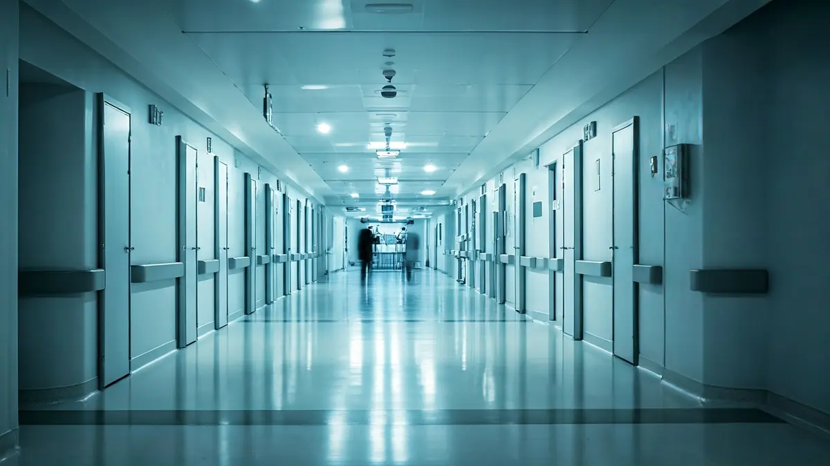 Imagen genérica de un pasillo de hospital moderno y bien iluminado.