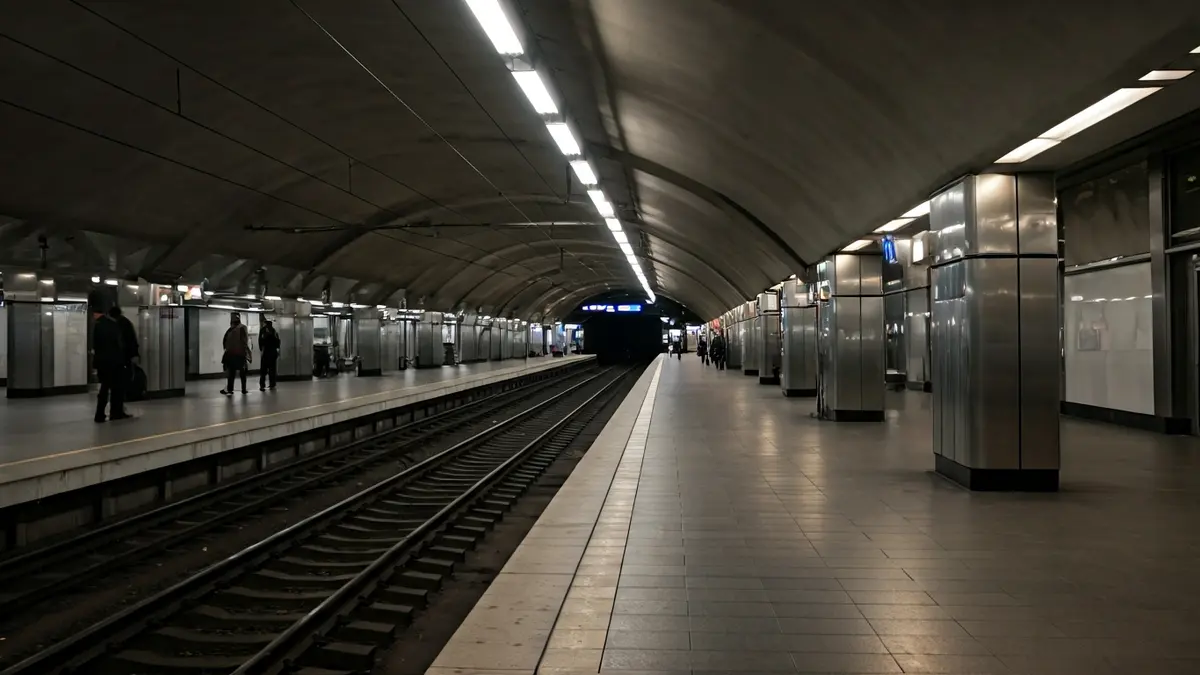 Imagen genérica de una estación de metro moderna y vacía.