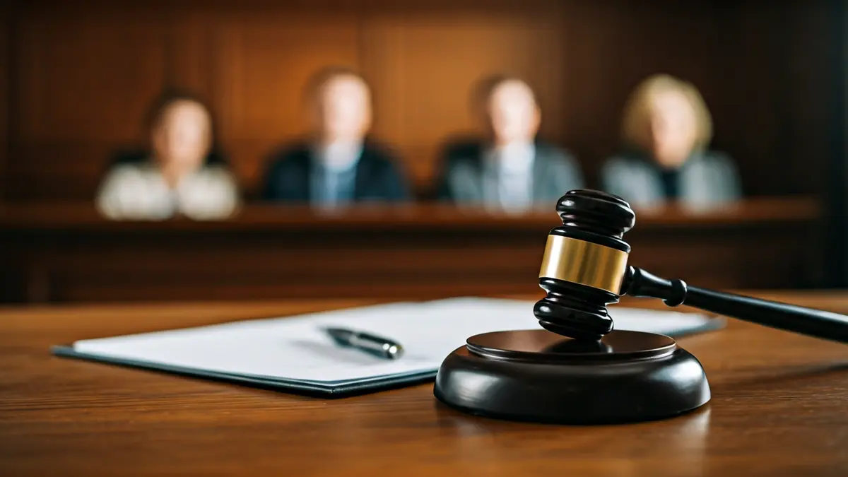 Imagen genérica de un mazo de juez sobre documentos legales en un juzgado.