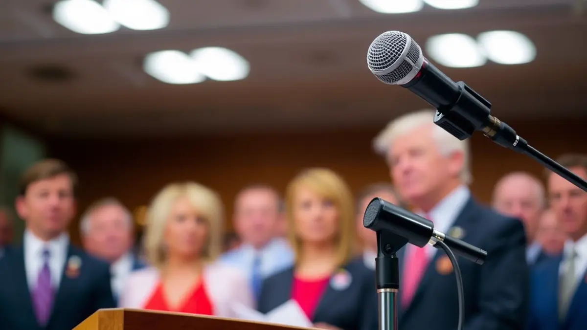 Imagen genérica de un micrófono en un podio, simbolizando un anuncio político.