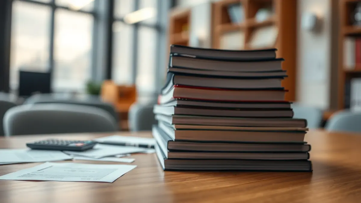 Generic image of books and documents in a university setting, symbolizing financial management.