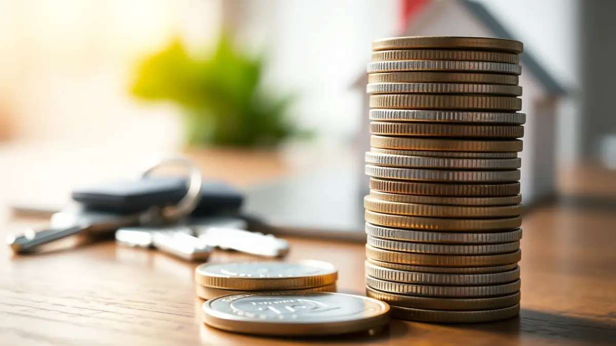 Imagen genérica de monedas de euro y llaves de casa, simbolizando el mercado inmobiliario.