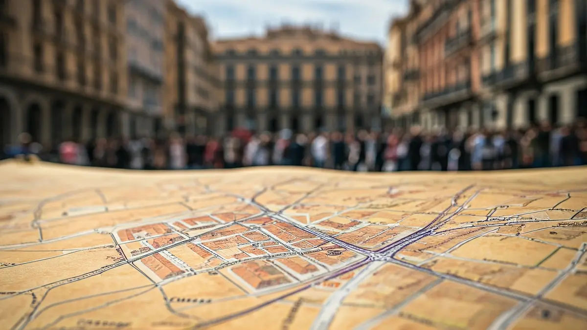 Imagen de un mapa histórico de Carabanchel, Madrid, mostrando su evolución urbana.