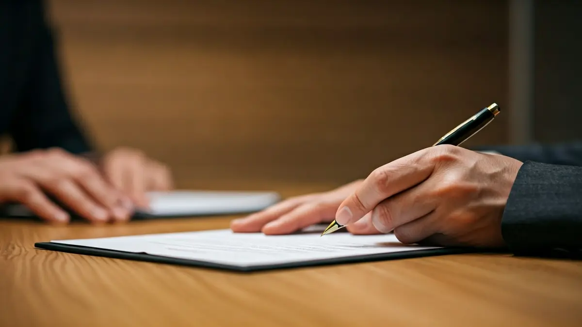 Imagen genérica de manos firmando un documento, representando la aprobación de nuevas políticas.