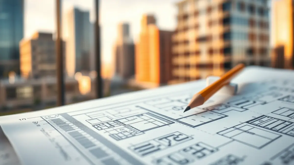 Generic image of architectural blueprints and design tools, symbolizing urban planning.