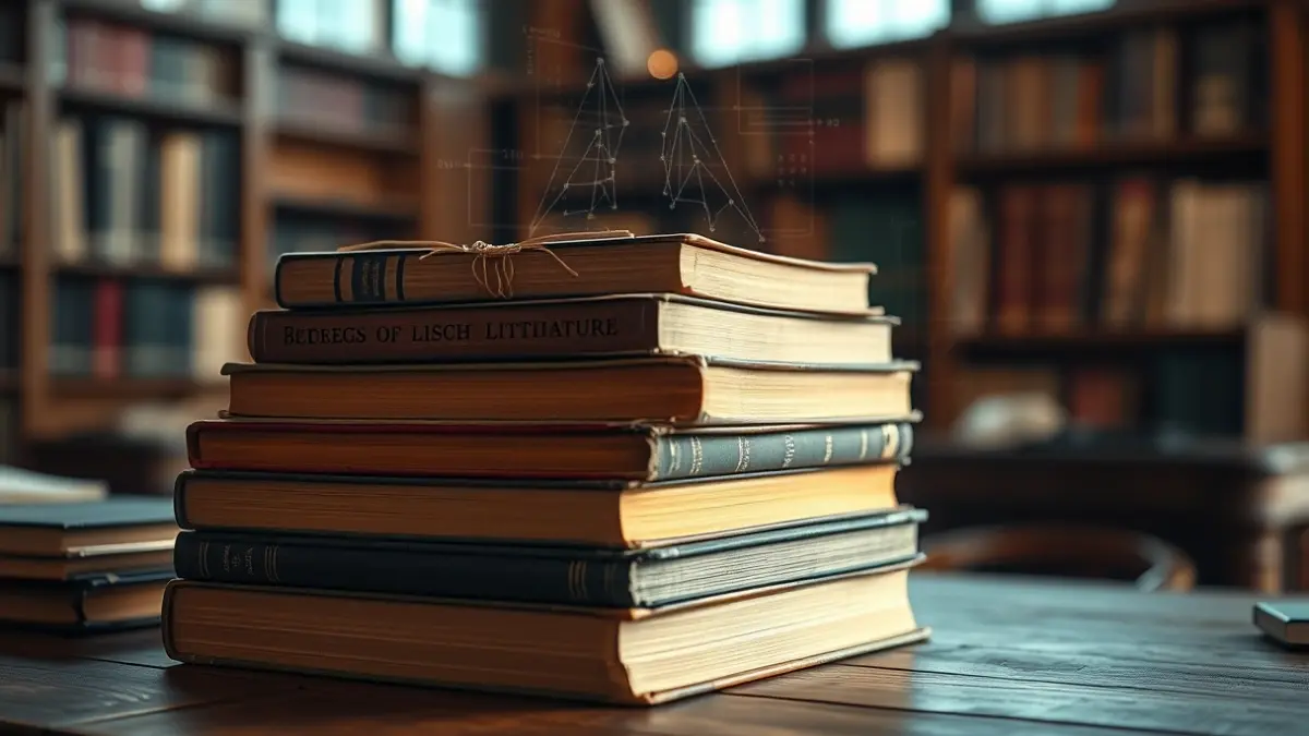 Books and technology, symbolizing the integration of AI in literary education.