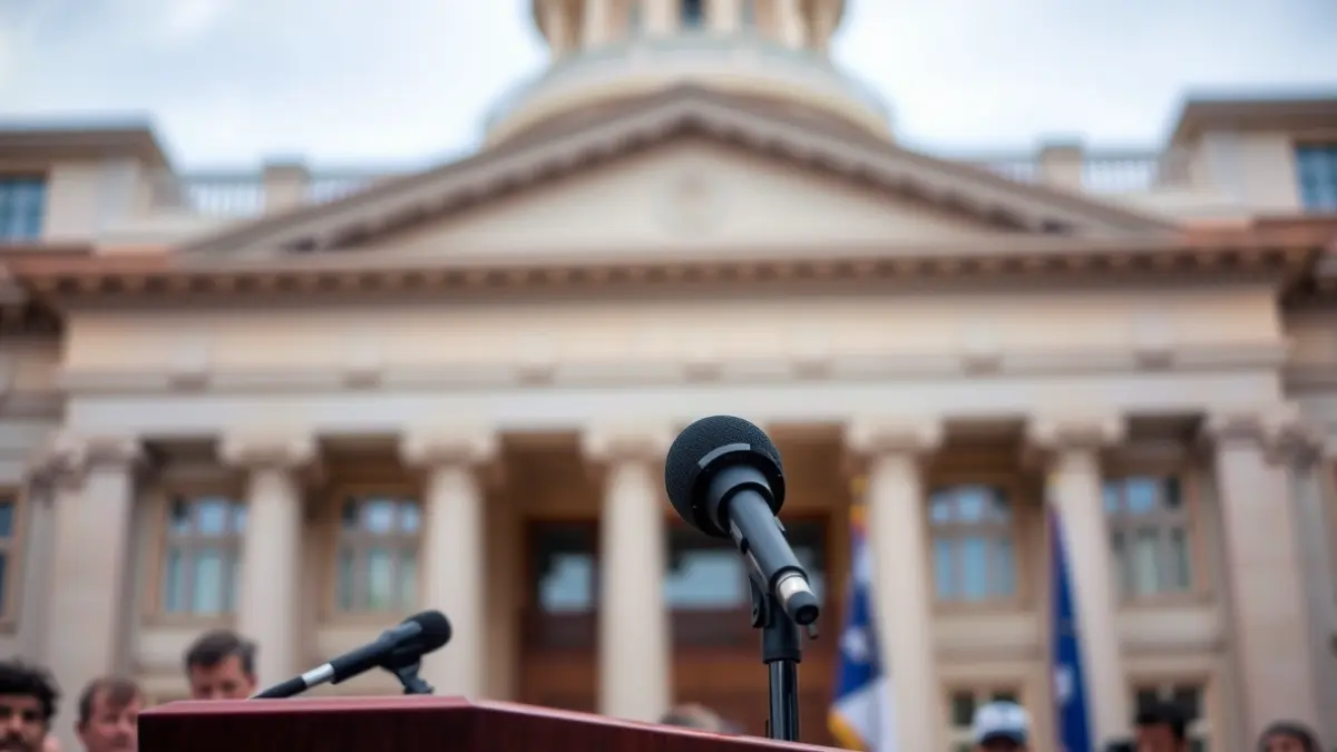 Imagen genérica de un micrófono en un atril, simbolizando una declaración política.