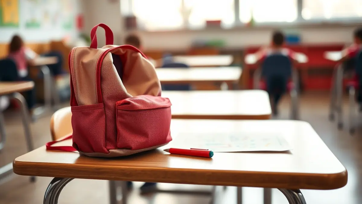 Imagen genérica de un aula de educación infantil con materiales escolares.