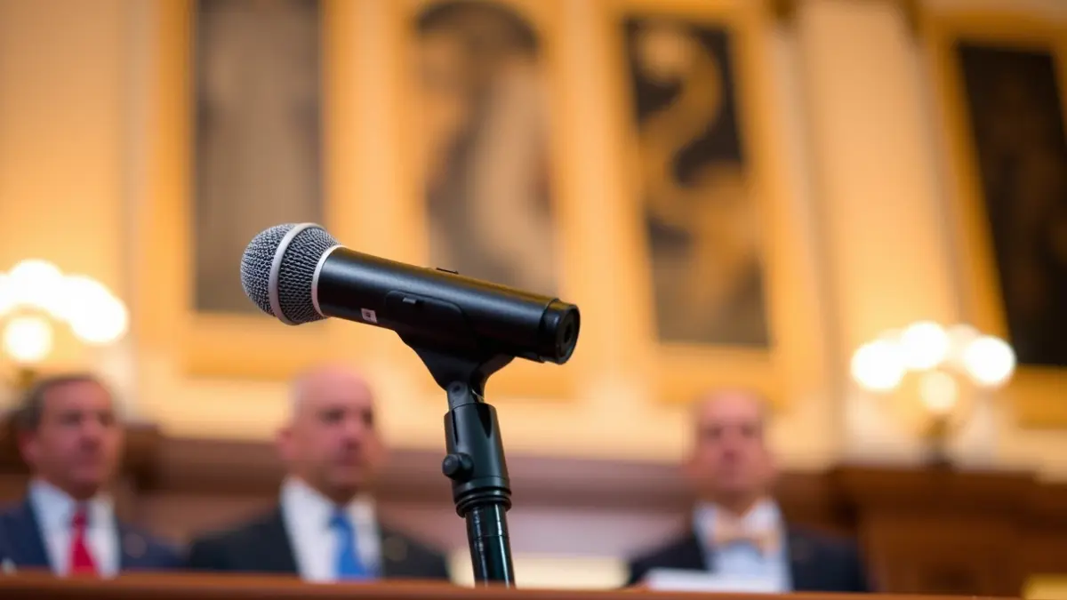 Imagen genérica de un micrófono en un podio, simbolizando la política y la rendición de cuentas.