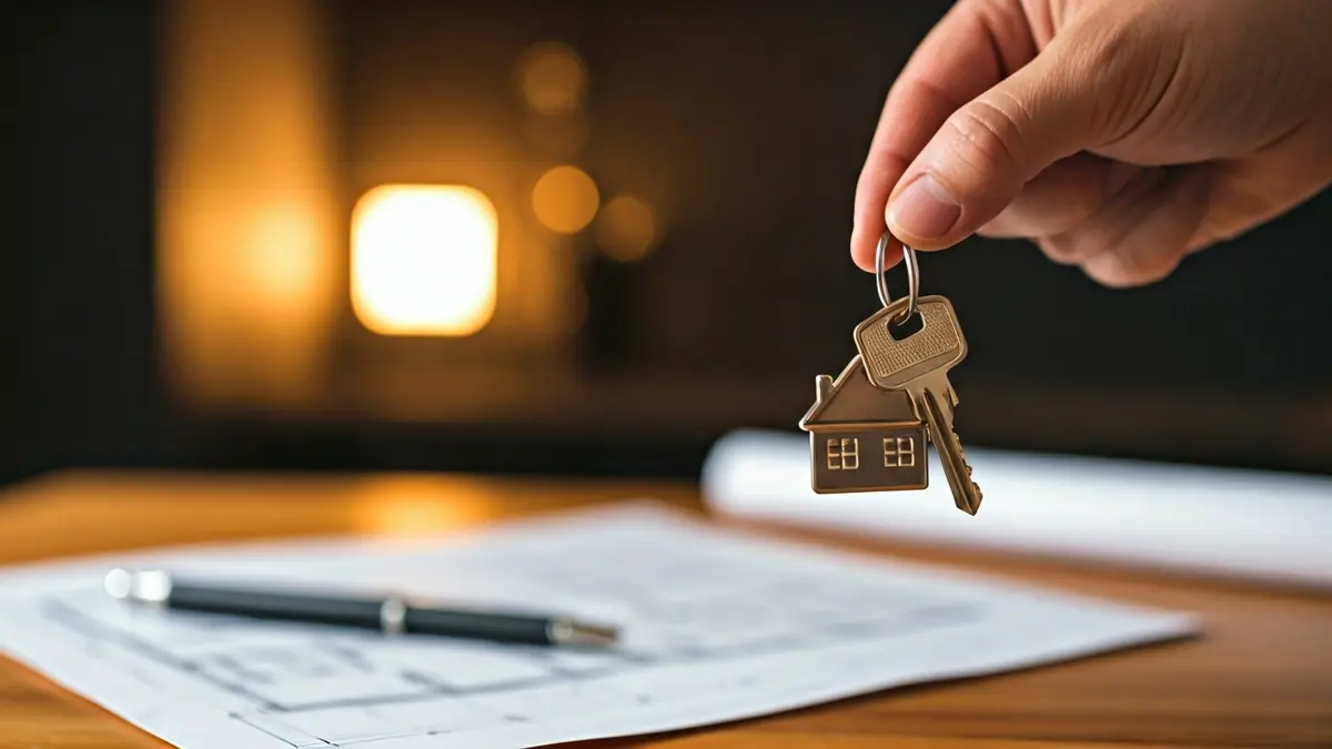 Generic image of a hand holding a house key, symbolizing access to housing.