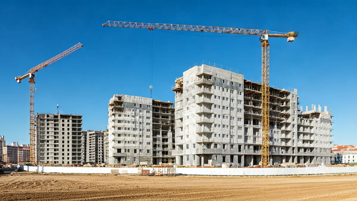 Image of residential buildings under construction in the Comunidad de Madrid.