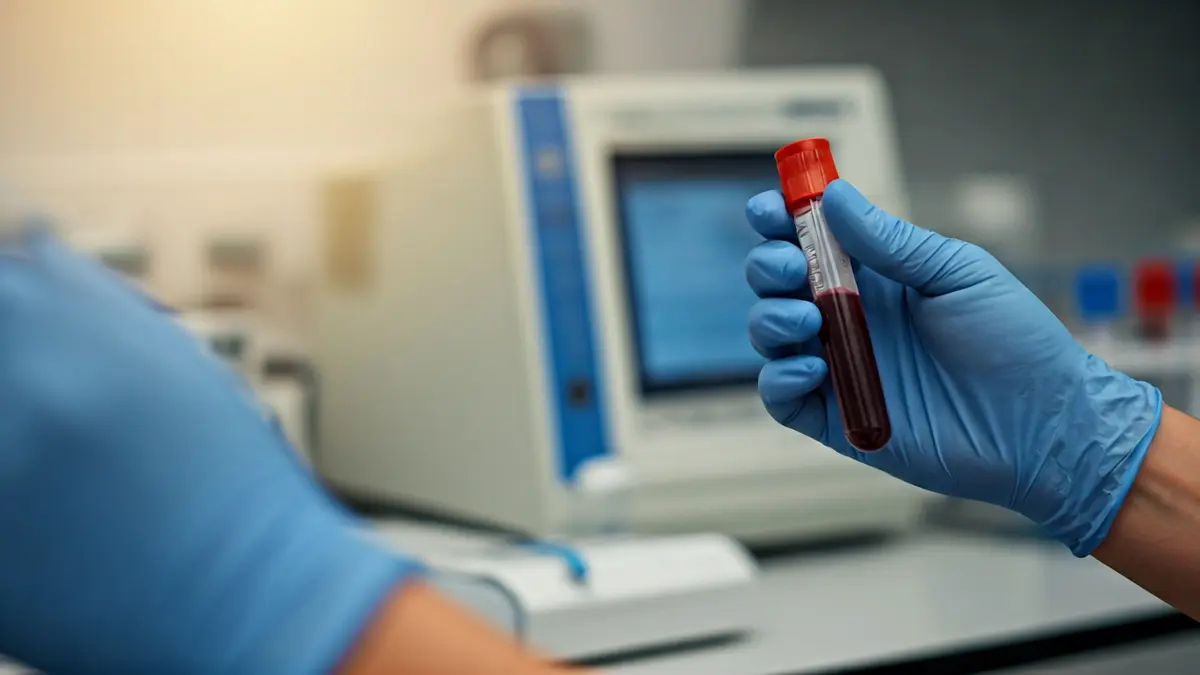 Generic image of a laboratory technician handling blood samples.