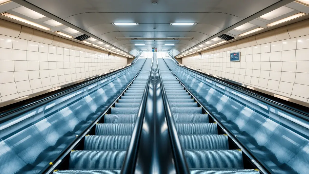 Generic image of an escalator in a subway station.