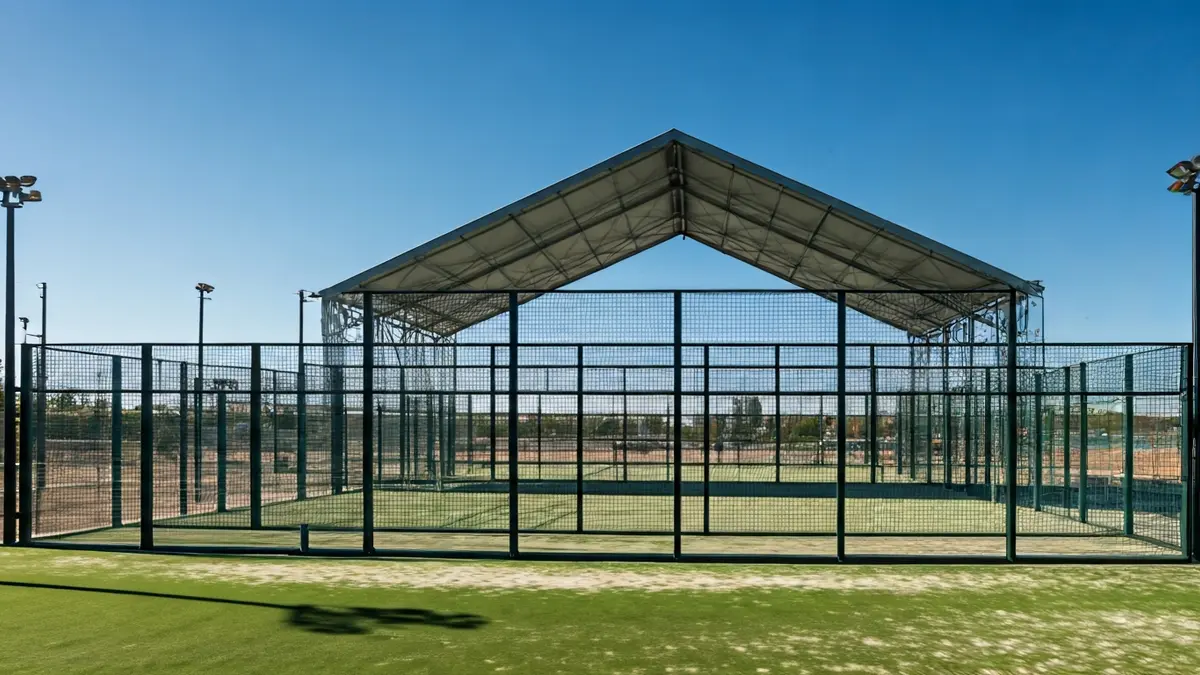 Imagen genérica de una pista de pádel cubierta en un polideportivo municipal.