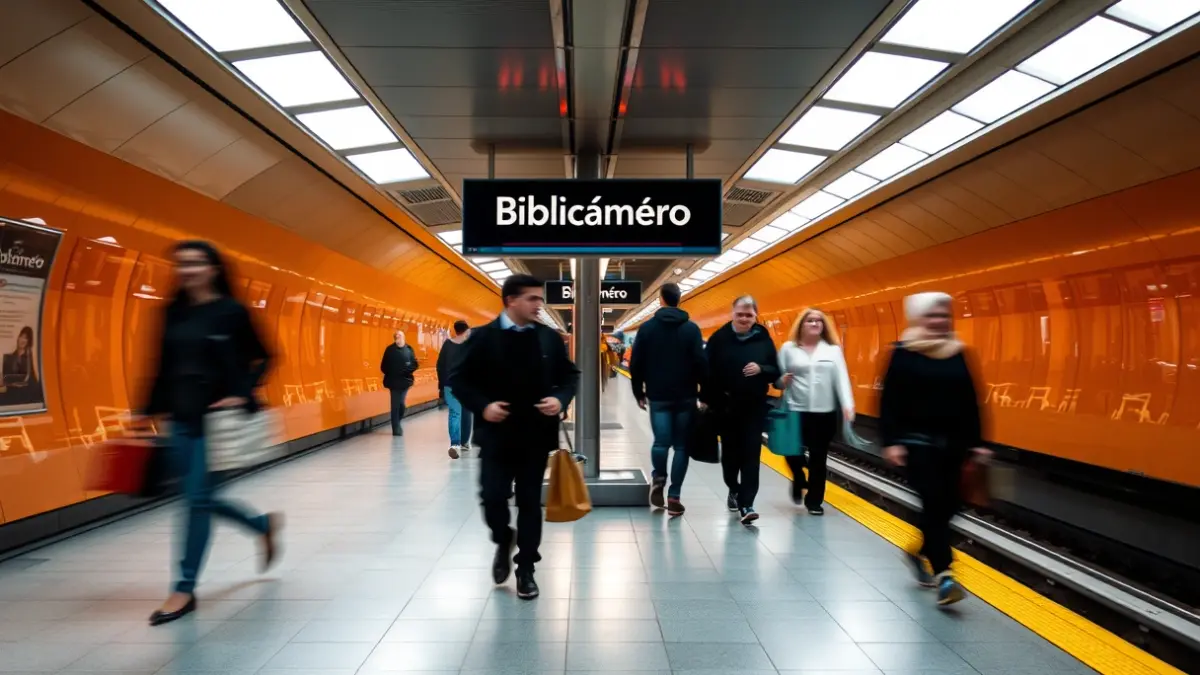 Image of a subway station with a Bibliometro module.