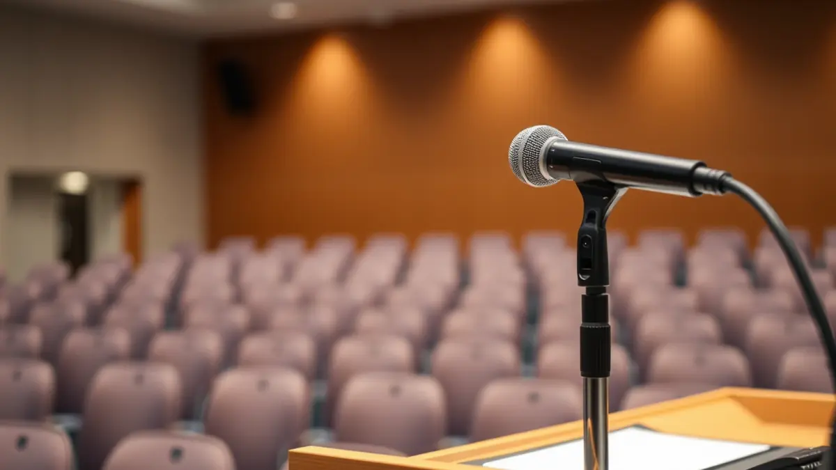 Imagen genérica de un micrófono en un podio, simbolizando el debate político.