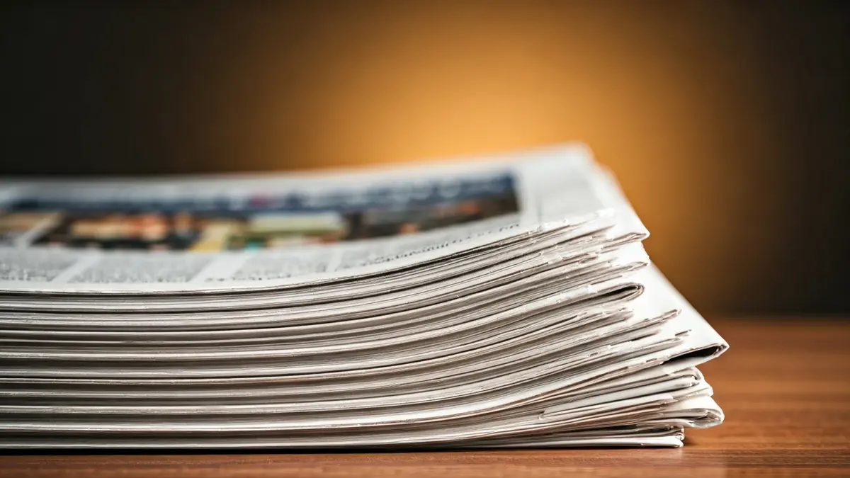 Generic image of stacked newspapers, symbolizing local news distribution.