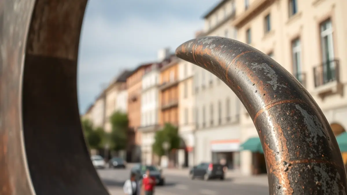 Image of the 'Julia' sculpture in Plaza de Colón, showing signs of wear before its restoration.