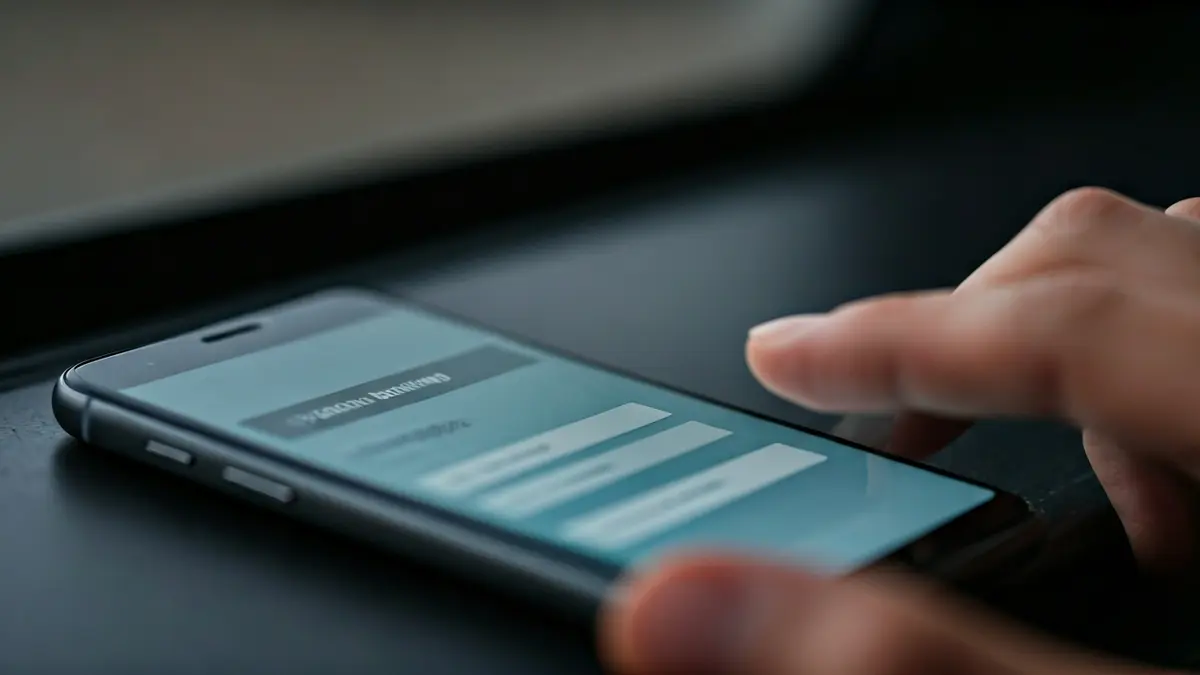 Imagen genérica de un teléfono móvil mostrando una página de banca falsa, representando un intento de smishing.