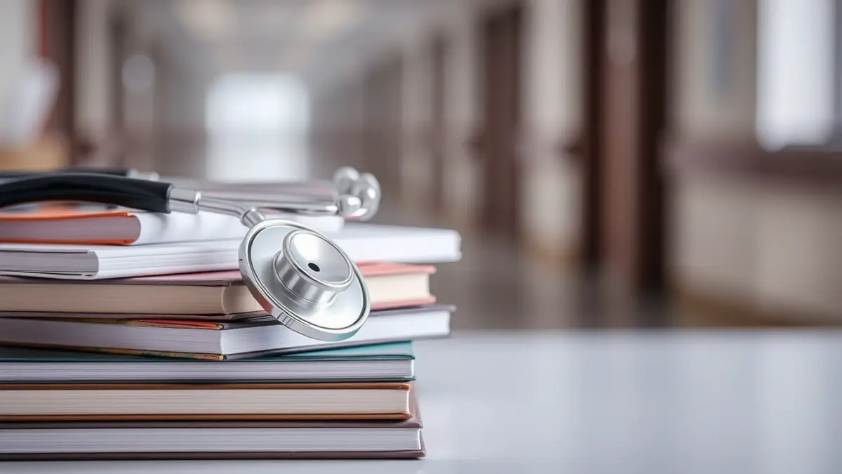 Generic image of a stethoscope on medical textbooks, symbolizing healthcare training.