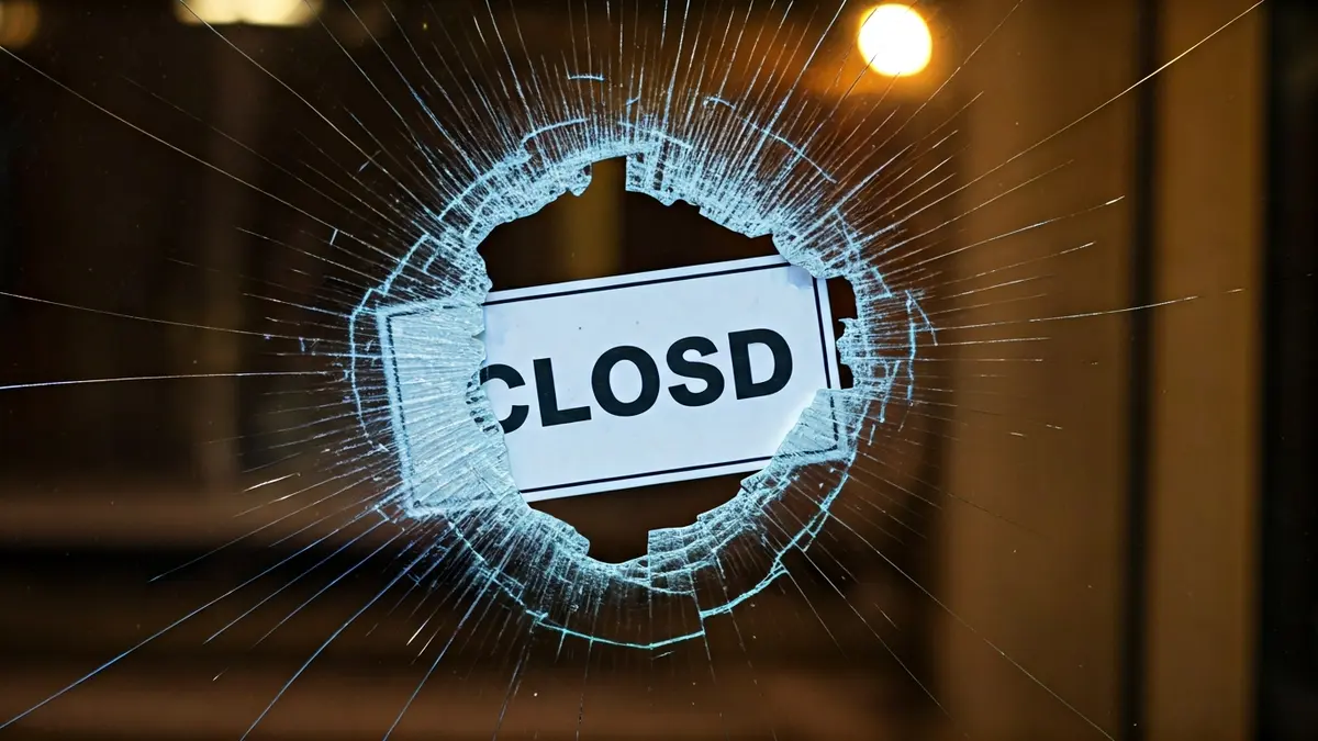 Cristalera rota de un establecimiento comercial en Alcorcón tras un robo.