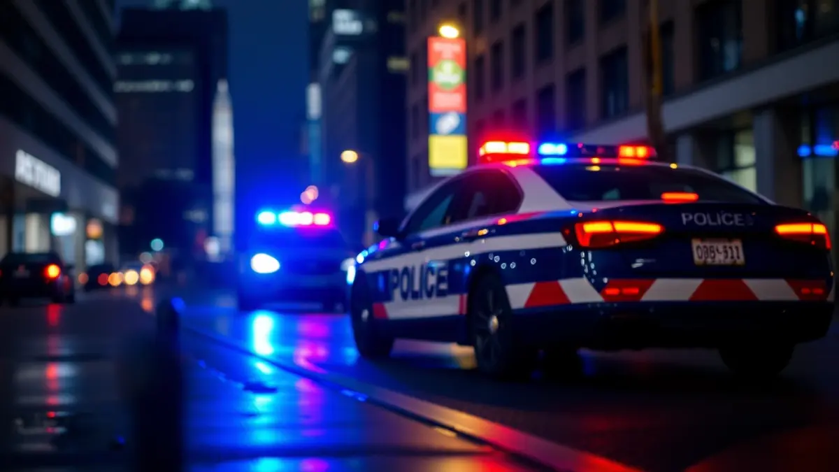 Imagen genérica de luces de emergencia de un vehículo policial en la noche.