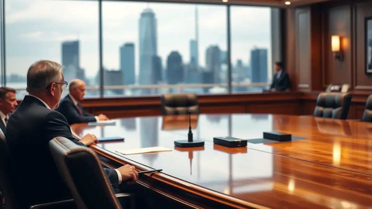 Generic image of a formal meeting room, with a polished wooden table and chairs, suggesting a diplomatic or business encounter.