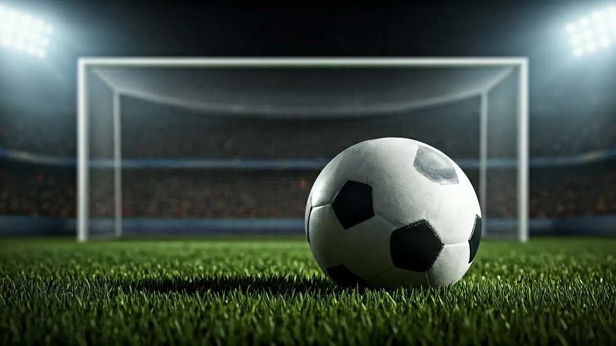 Generic image of a soccer ball on a stadium pitch.