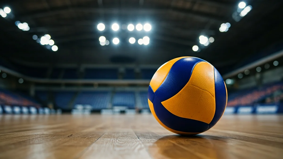 Generic image of a volleyball on a court.