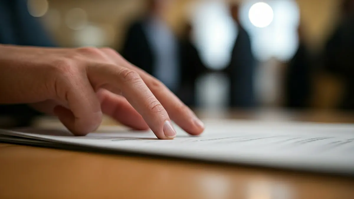 Generic image of a hand touching a document, symbolizing inclusion policies.